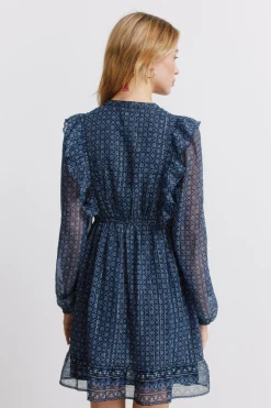 Springfield Vestido corto de manga larga volantes^Mujer Vestidos Y Monos