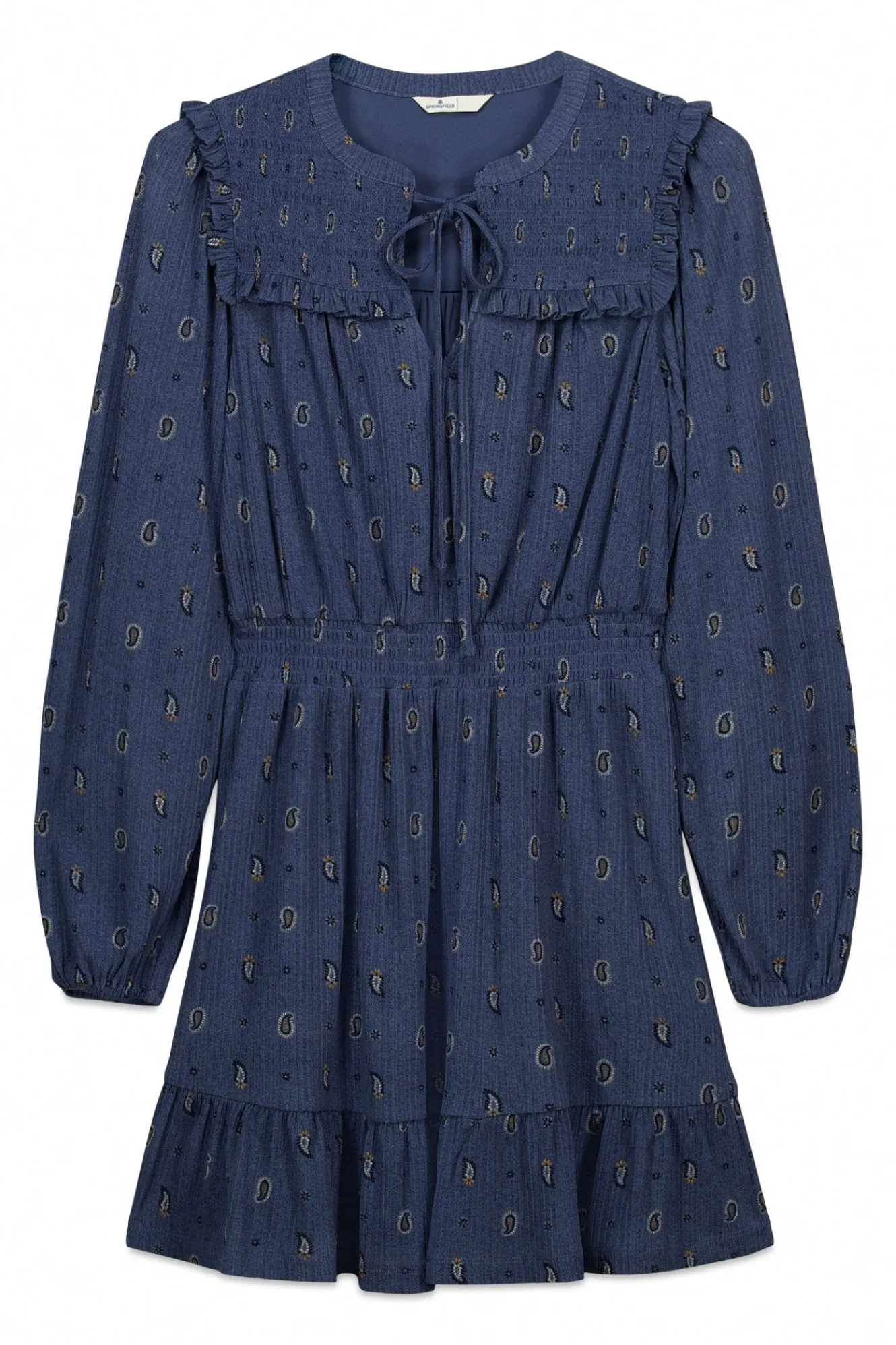 Springfield Vestido corto de manga larga volantes^Mujer Vestidos Y Monos