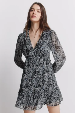 Springfield Vestido corto estampado manga larga^Mujer Vestidos Y Monos