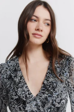 Springfield Vestido corto estampado manga larga^Mujer Vestidos Y Monos