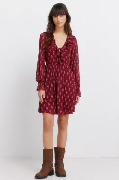 Springfield Vestido corto estampado volantes^Mujer Vestidos Y Monos