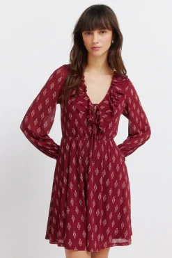 Springfield Vestido corto estampado volantes^Mujer Vestidos Y Monos