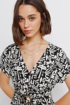 Springfield Vestido cruzado lino hebilla^Mujer Vestidos Y Monos|Lino