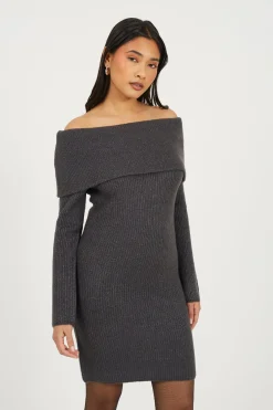 Brave Soul Vestido de punto con cuello bardot^Mujer Vestidos Y Monos