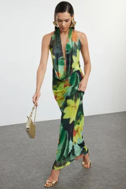 Trendyol Vestido espalda abierta estampado^Mujer Vestidos Y Monos