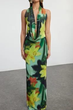 Trendyol Vestido espalda abierta estampado^Mujer Vestidos Y Monos