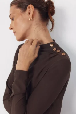 Cortefiel Vestido largo botones dorados^Mujer Vestidos Y Monos