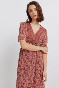 Springfield Vestido midi cenefa escote^Mujer Vestidos Y Monos