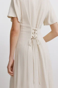 Springfield Vestido midi cruzado espalda^Mujer Vestidos Y Monos|Lino