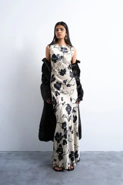 Topshop Vestido midi de cuello redondo y manga sisa^Mujer Vestidos Y Monos