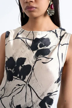 Topshop Vestido midi de cuello redondo y manga sisa^Mujer Vestidos Y Monos