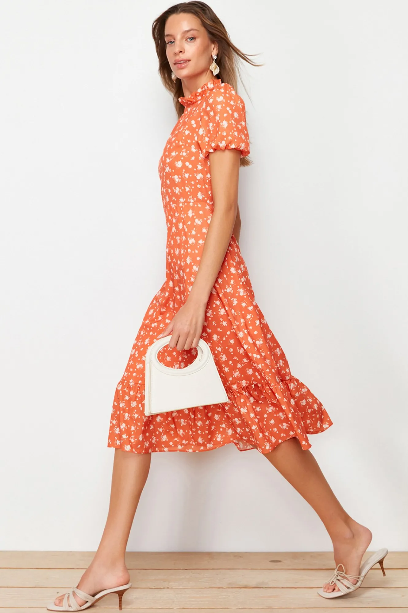 Trendyol Vestido midi de manga corta^Mujer Vestidos Y Monos