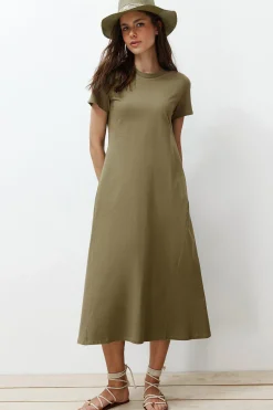 Trendyol Vestido midi de manga corta^Mujer Vestidos Y Monos