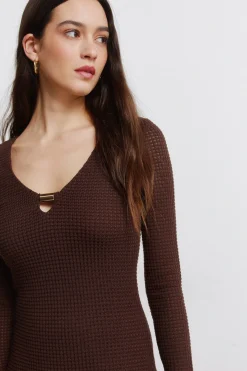 Springfield Vestido midi escote abalorio^Mujer Vestidos Y Monos