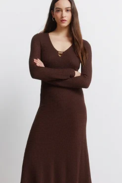 Springfield Vestido midi escote abalorio^Mujer Vestidos Y Monos