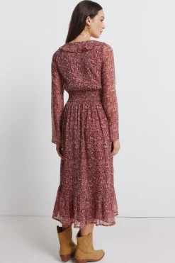 Springfield Vestido midi escote volante estampado^Mujer Vestidos Y Monos