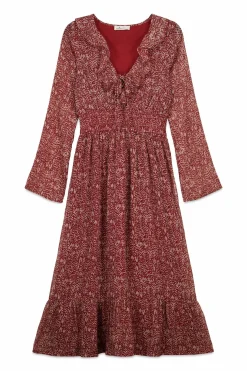 Springfield Vestido midi escote volante estampado^Mujer Vestidos Y Monos