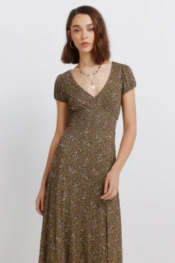 Springfield Vestido midi estampado cenefas^Mujer Vestidos Y Monos