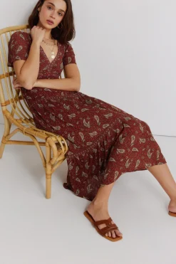 Springfield Vestido midi estampado cenefas^Mujer Vestidos Y Monos