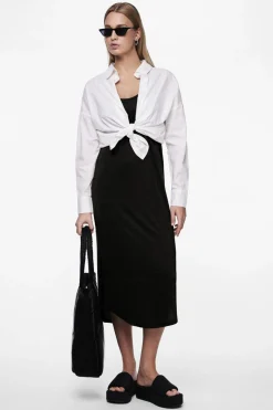 Pieces Vestido midi fluido con lurex^Mujer Vestidos Y Monos