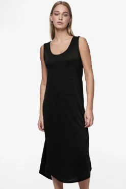 Pieces Vestido midi fluido con lurex^Mujer Vestidos Y Monos