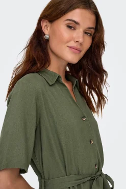 JDY Vestido midi lino^Mujer Vestidos Y Monos