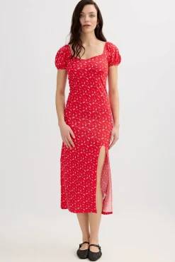 Inside Vestido midi manga corta^Mujer Vestidos Y Monos