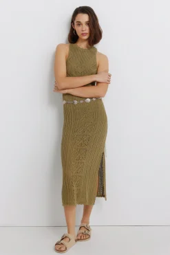 Springfield Vestido midi pointelle^Mujer Vestidos Y Monos