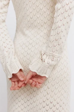 Springfield Vestido midi punto pointelle^Mujer Vestidos Y Monos