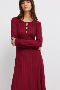 Springfield Vestido midi punto rojo^Mujer Vestidos Y Monos