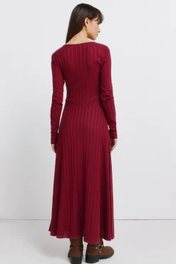 Springfield Vestido midi punto rojo^Mujer Vestidos Y Monos