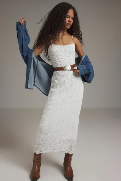 Trendyol Vestido midi tirantes croch&eacute;^Mujer Vestidos Y Monos