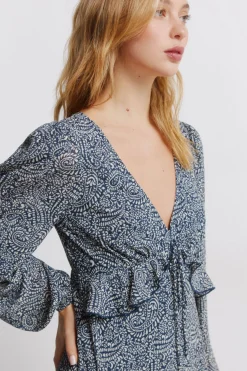 Springfield Vestido midi volante cintura^Mujer Vestidos Y Monos