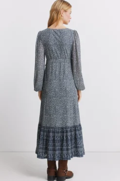 Springfield Vestido midi volante cintura^Mujer Vestidos Y Monos