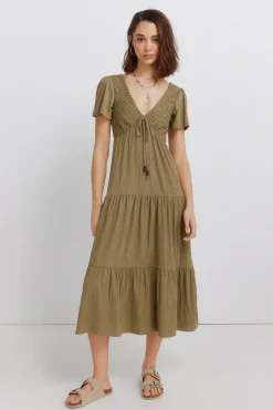 Springfield Vestido midi volantes^Mujer Vestidos Y Monos