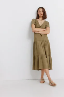 Springfield Vestido midi volantes^Mujer Vestidos Y Monos