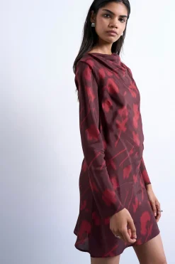 Topshop Vestido mini de viscosa de manga larga^Mujer Vestidos Y Monos