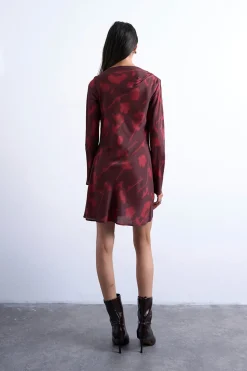 Topshop Vestido mini de viscosa de manga larga^Mujer Vestidos Y Monos