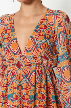 Trendyol Vestido mini flu&iacute;do cuello pico^Mujer Vestidos Y Monos