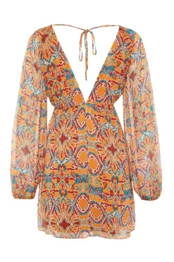 Trendyol Vestido mini flu&iacute;do cuello pico^Mujer Vestidos Y Monos