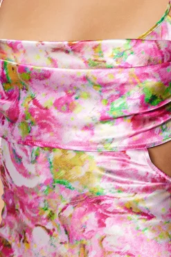 Trendyol Vestido satinado estampado^Mujer Vestidos Y Monos