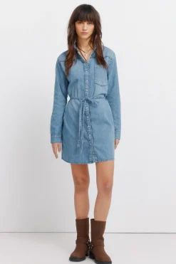 Springfield Vestido vaquero corto cinturón^Mujer Vestidos Y Monos