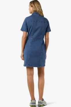 Noisy May Vestido vaquero de manga corta con cuello y abotonado frontal^Mujer Vestidos Y Monos