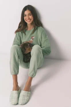 Women'secret Zapatillas casa borreguito cuadros s^Mujer Zapatillas De Casa