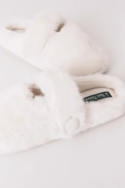 Women'secret Zapatillas casa mercedita pelo blancas^Mujer Zapatillas De Casa